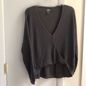 NY&Co Gray Deep V Neck Knit Sweater size S